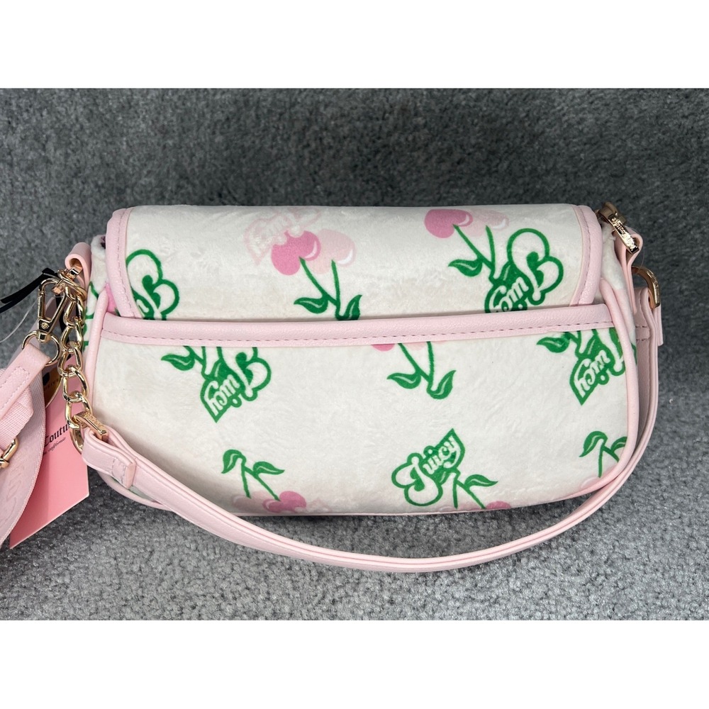 Juicy Couture Retro Juicy Cherry Shoulder Bag Multi Heart Coin Purse Charm NWT - Picture 5 of 9